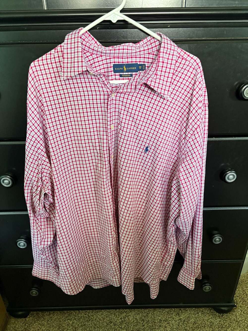 Ralph Lauren Performance Long Sleeve Button Down Shirt Red Plaid 3XB